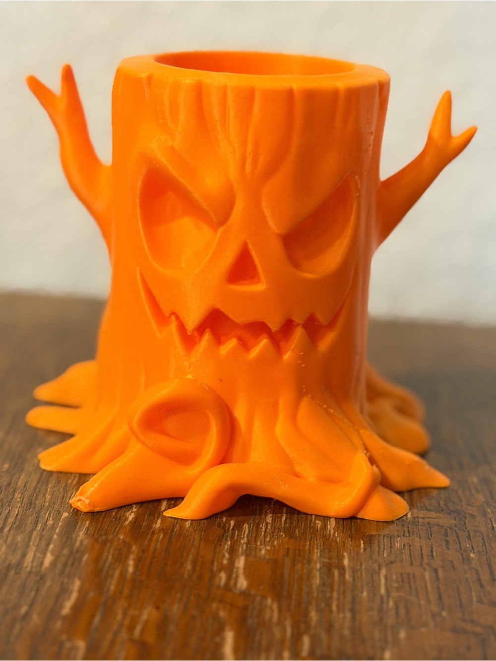 3D New Orange Halloween Tree Stump  Pen Holder - Decorative Home Accent